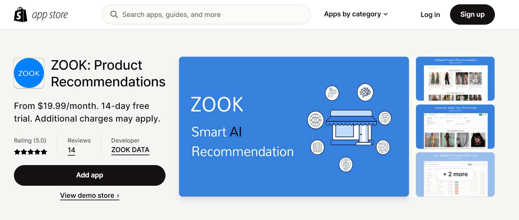 Recomendações de produtos Zook