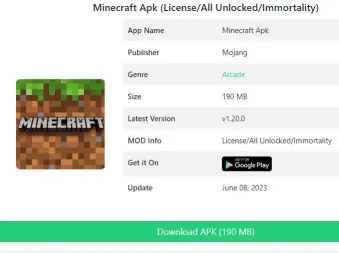 üçüncü taraf web sitelerinden minecraft apk indirme dosyası