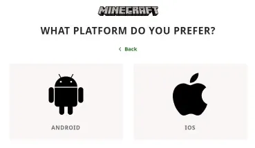 minecraft apk indirmek için Android veya IOS platformunu seçmeniz gerekiyor