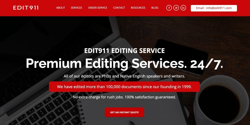 Edit911 web sitesinin ekran görüntüsü