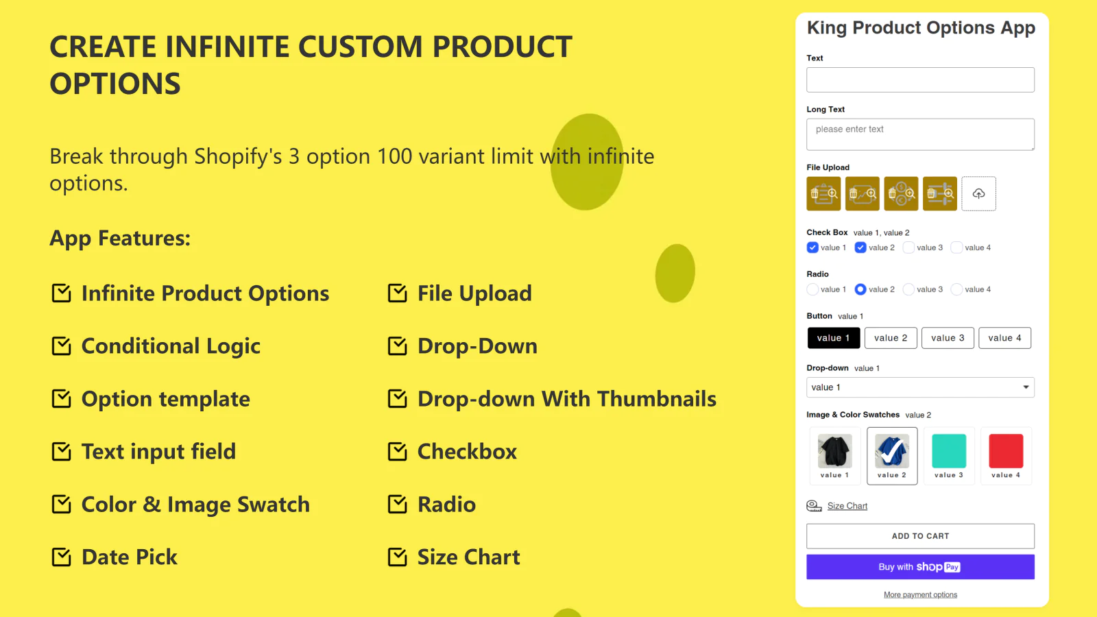 Options et variantes du produit King