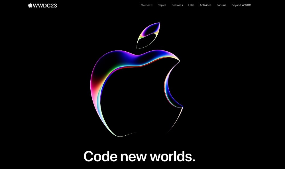 Apple'ın WWDC Etkinlik sayfasının ekran görüntüsü