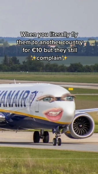 Ryanair'in TikTok hesabından ekran görüntüsü