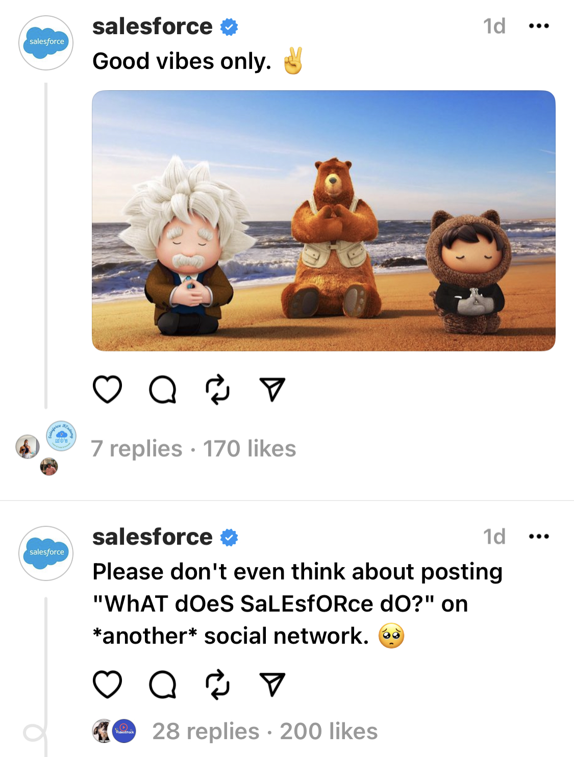 Salesforce'un Konular'daki bir gönderisinin ekran görüntüsü