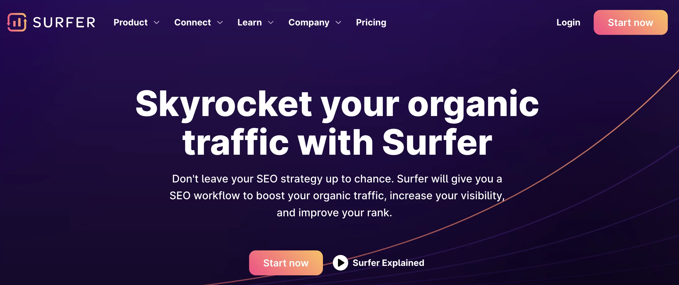 لقطة شاشة لـ Surfer SEO ، أداة محتوى SEO للتحسين