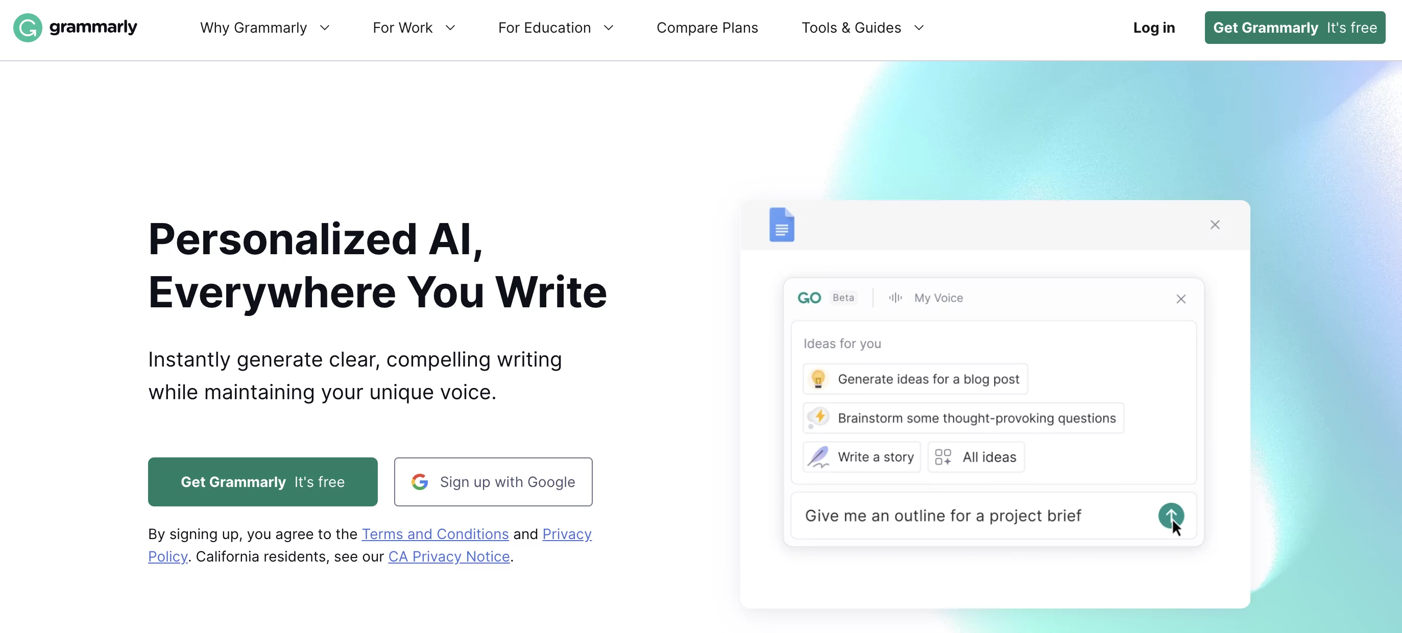 لقطة شاشة لـ Grammarly ، أداة محتوى تحسين محركات البحث للتحرير