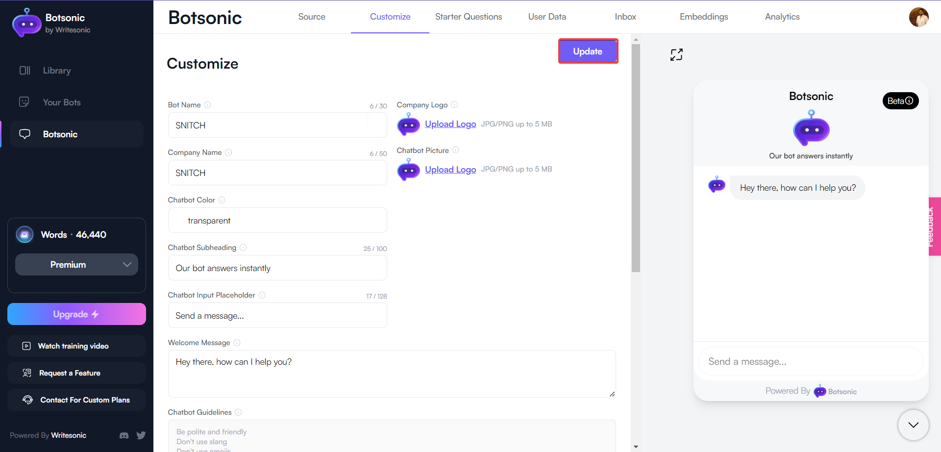 Botsonic - como configurar um chatbot de geração de leads