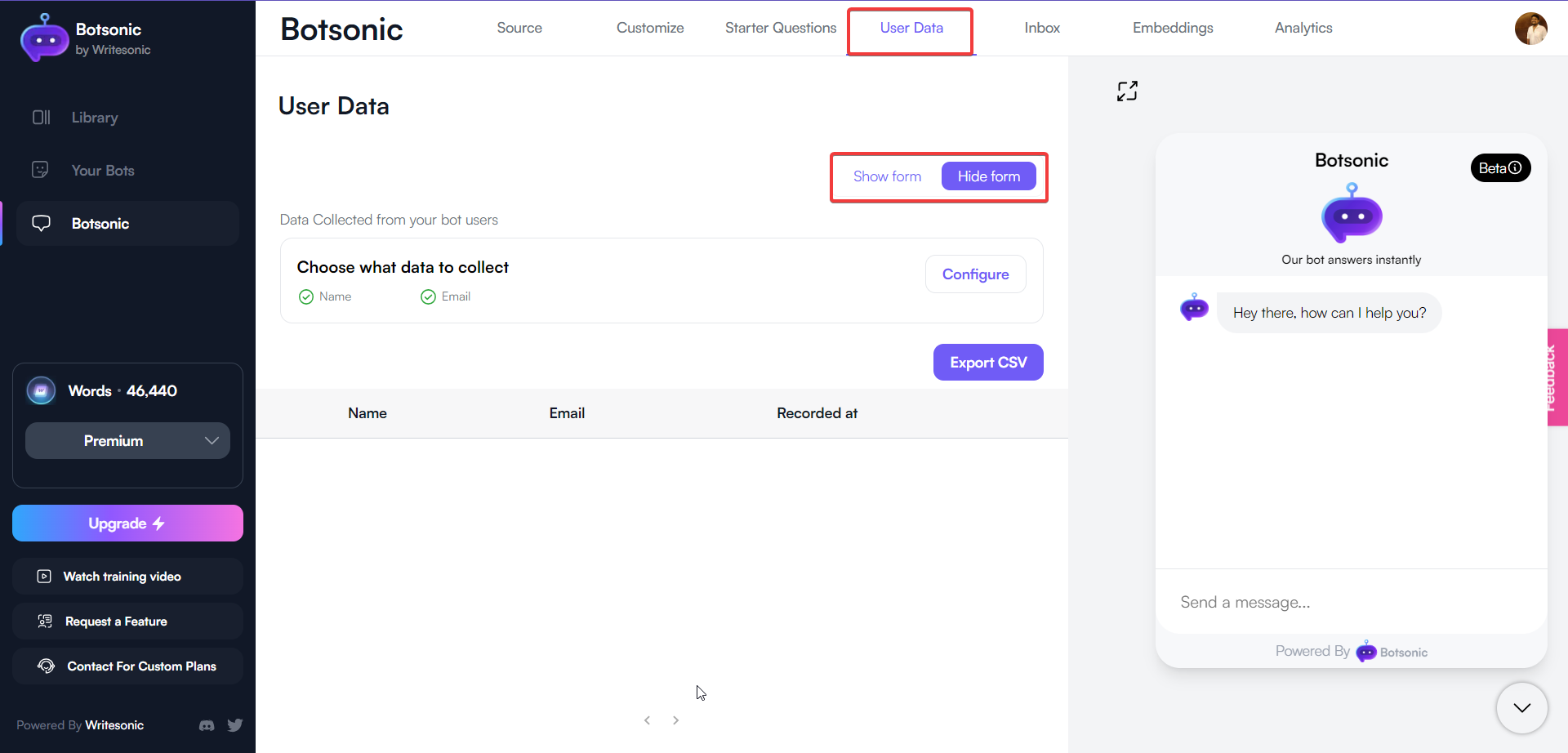 Botsonic - como configurar um chatbot de geração de leads