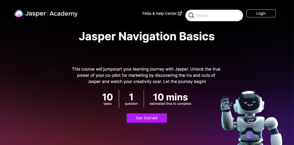 Jasper AI Academy의 스크린샷