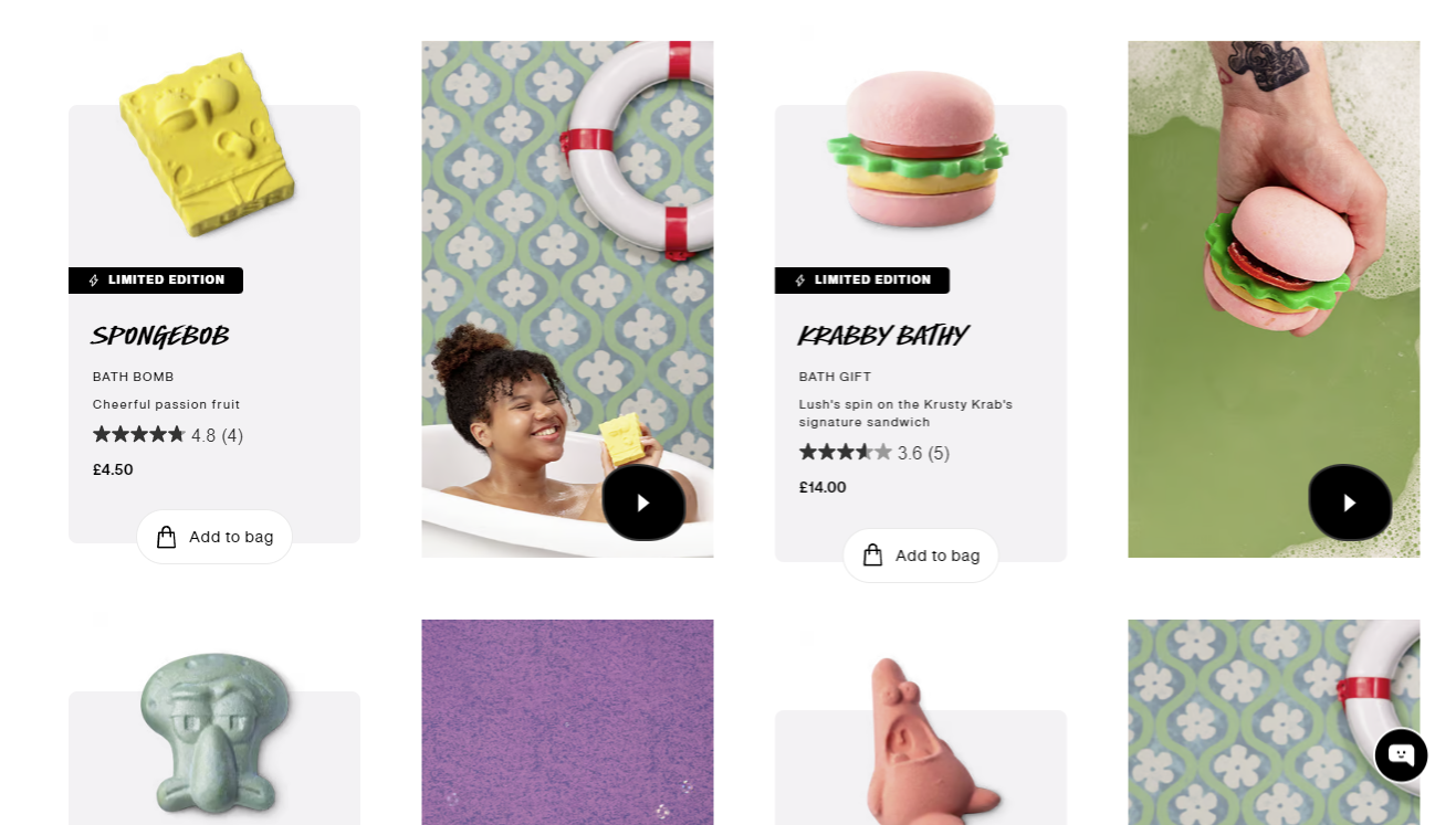 Captura de pantalla del sitio web de Lush