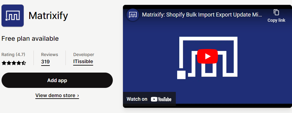 Matrixify - Shopify 마이그레이션 앱