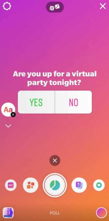 Um exemplo de enquete do Instagram compartilhado no Stories