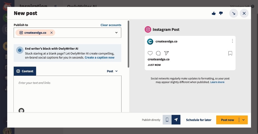 Hootsuite 日程 Instagram 故事截圖