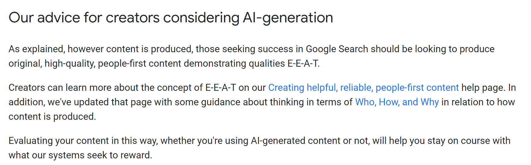 Conselhos do Google sobre o uso de ferramentas de escrita de IA