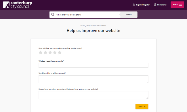 Formulir umpan balik Dewan Kota Canterbury