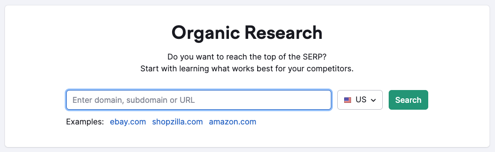 صورة لصفحة Semrush Organic Research