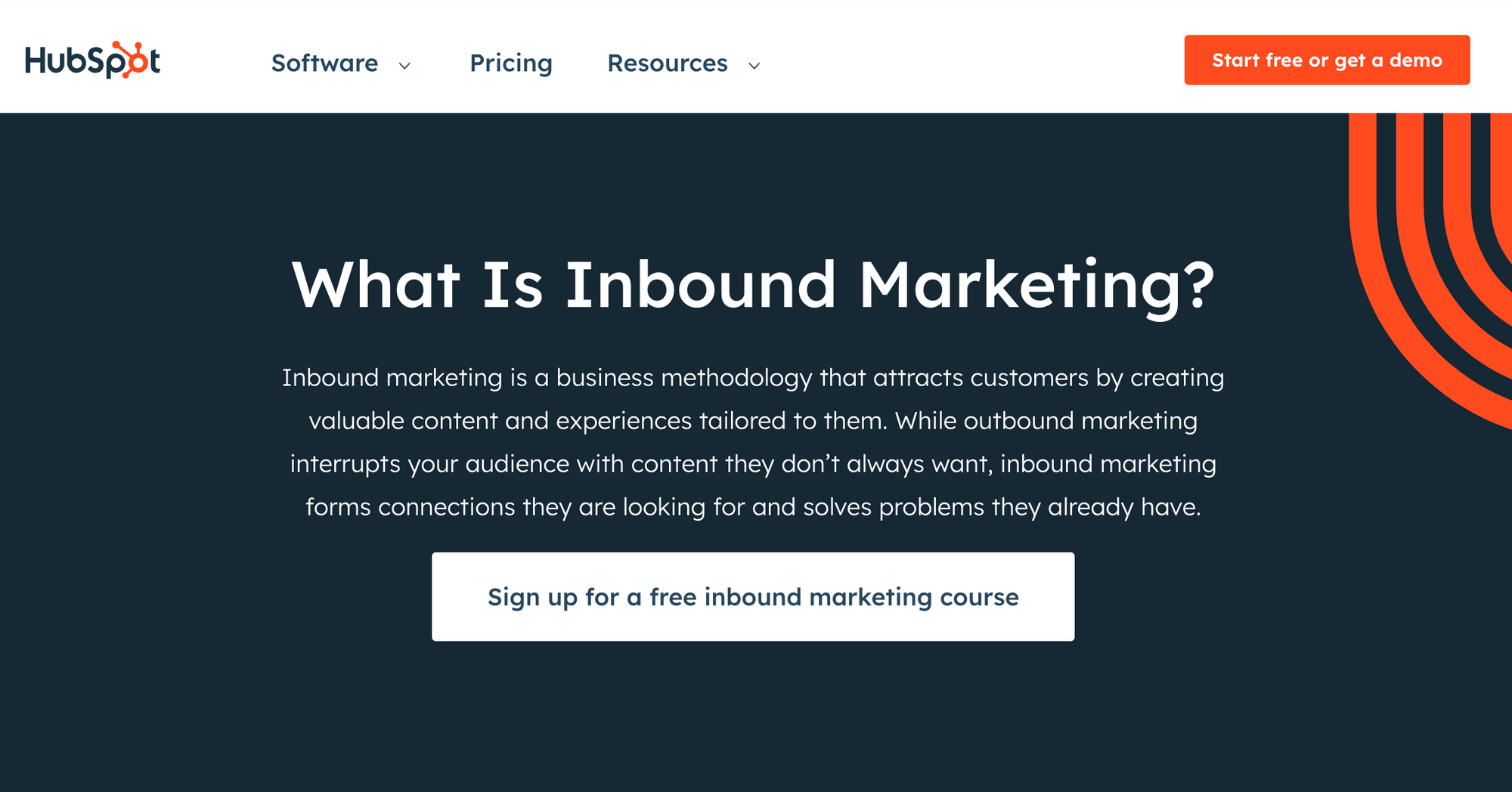 Exemplo de inbound marketing da Hubspot – conteúdo fundamental