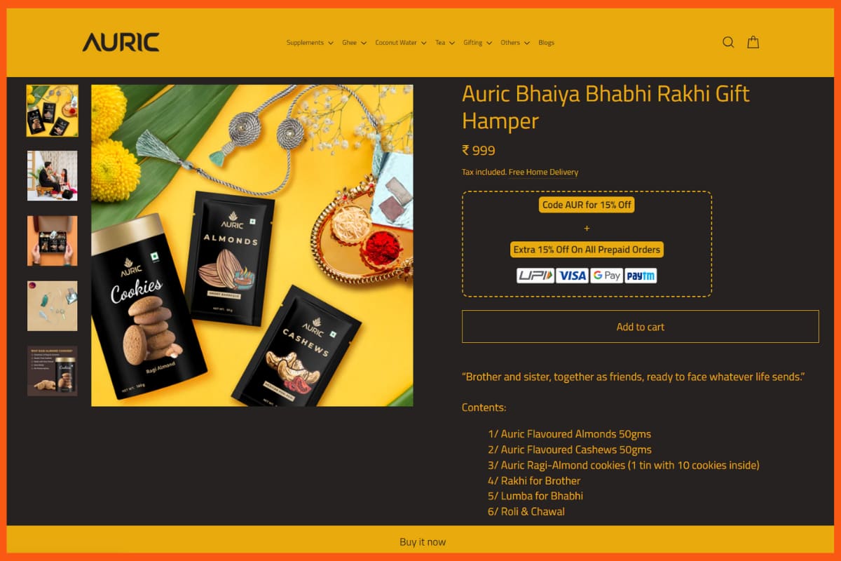 Auric Gifting Hamper - Startup che commercializzano prodotti su Rakhi