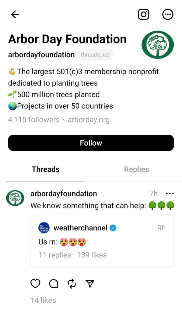 Publicación de hilos de la Fundación del Día del Árbol