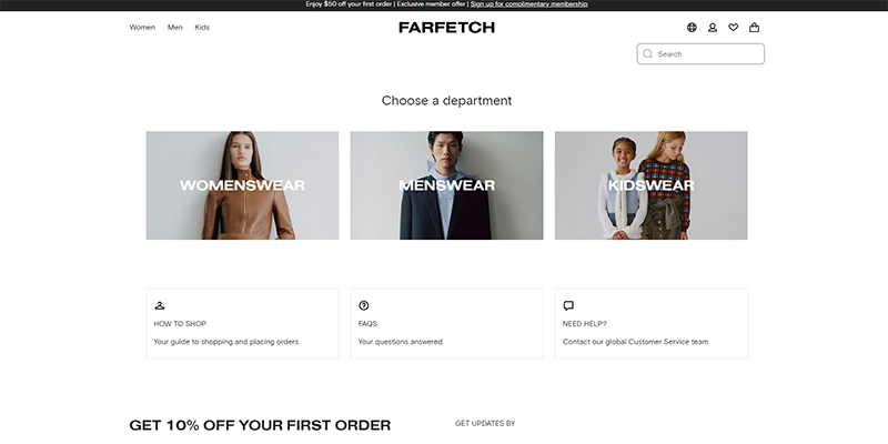 Farfetch 主頁