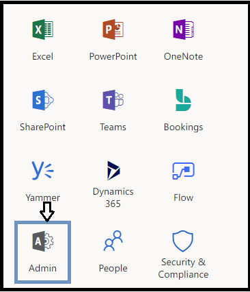 Inicie sesión en MS Office 365 y haga clic en la pestaña Centro de administración.