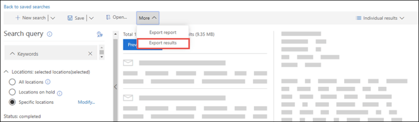 Después de eso, presione el botón Más y luego presione Exportar resultados.