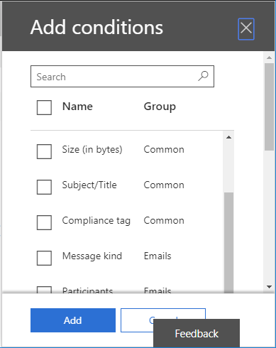 Elija los datos que desea exportar desde el buzón de Office 365 al archivo PST. También puede agregar condiciones para filtrar el proceso de búsqueda.