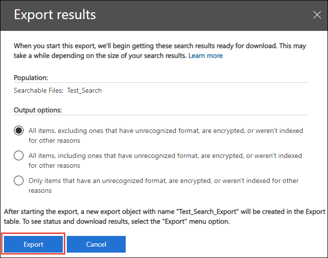 Posteriormente, presione el botón Exportar para exportar el buzón de correo de Office 365 a archivos PST.