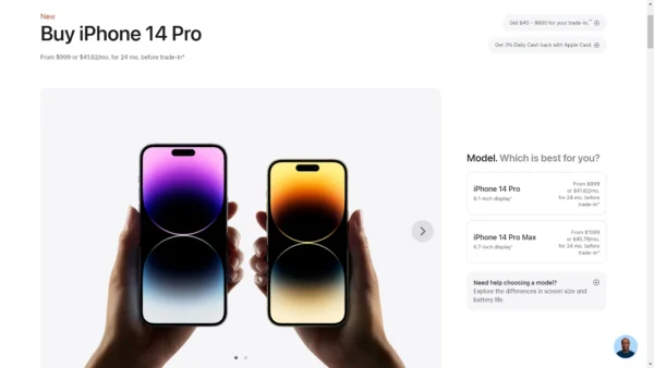 дизайн целевой страницы iphone 14 pro