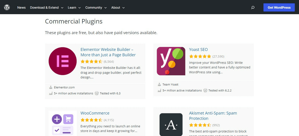 Plugin commerciali di WordPress