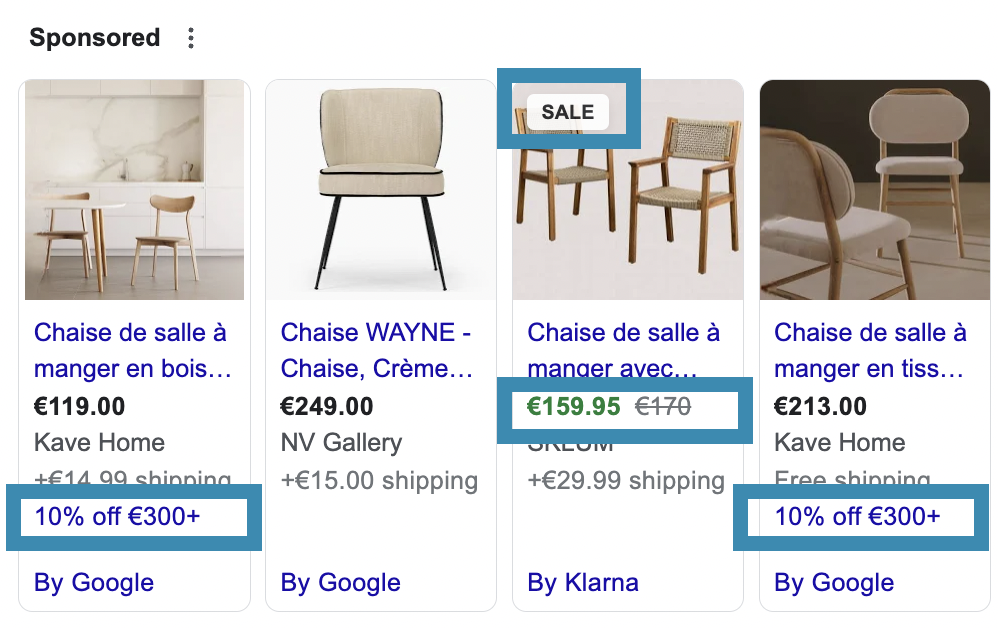 résultats d'achats Google