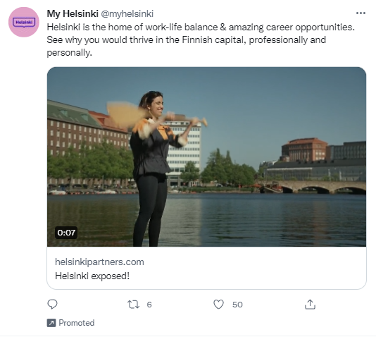 X 上「我的赫爾辛基」的廣告螢幕截圖