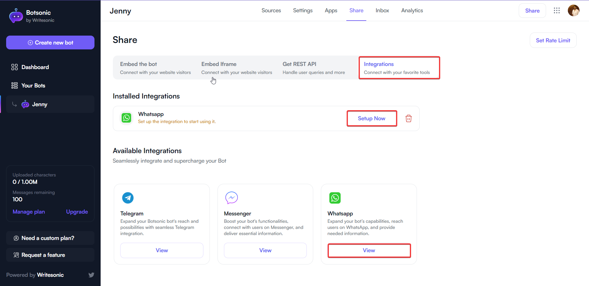 Integración de Botsonic WhatsApp - Chatbot de WhatsApp