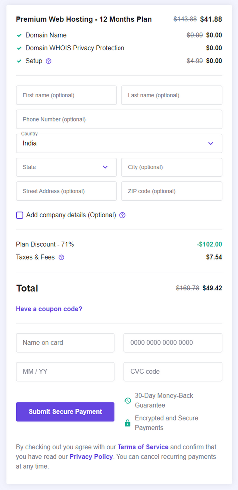 4 hostinger hosting refistration form