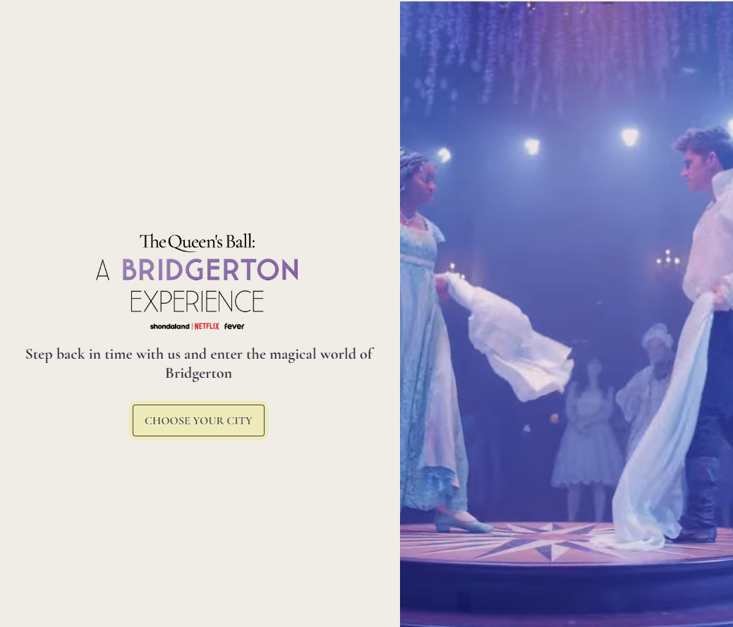 Tangkapan layar situs web "A Bridgerton Experience".