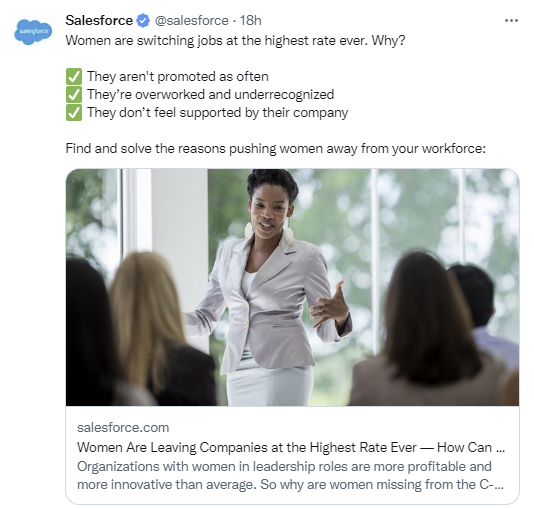 Tangkapan layar tweet dari Salesforce