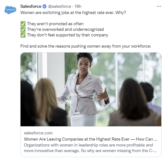 Captura de pantalla de un tweet de Salesforce