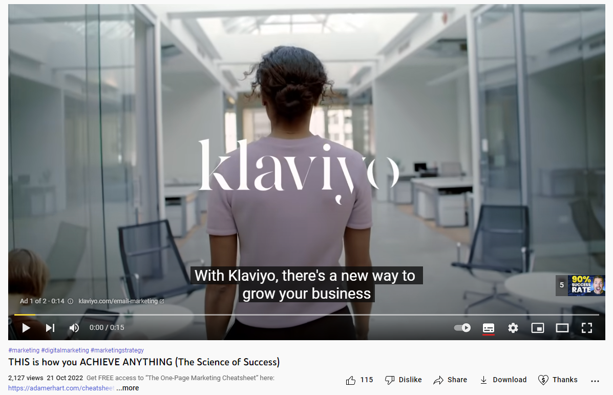 Tangkapan layar iklan video di YouTube