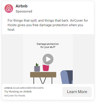 Tangkapan layar iklan facebook Airbnb