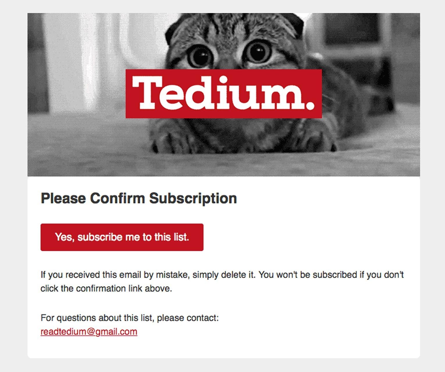 E-Mail-Beispiel von Tedium