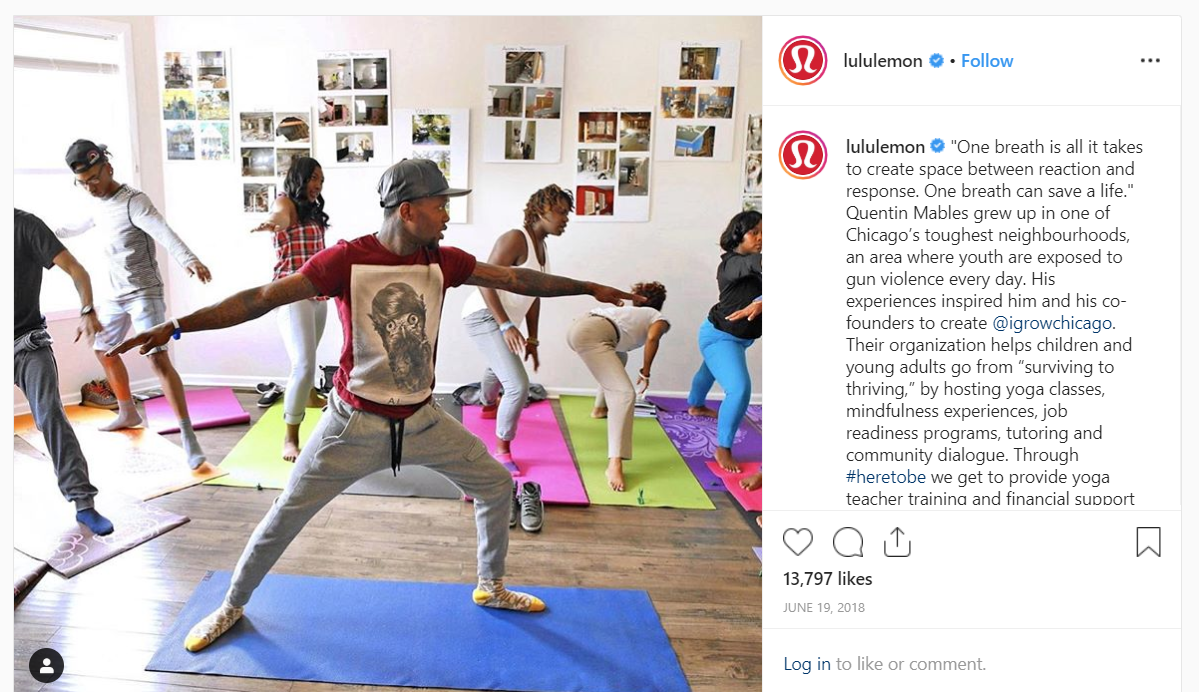 ตัวอย่าง Instagram lululemon