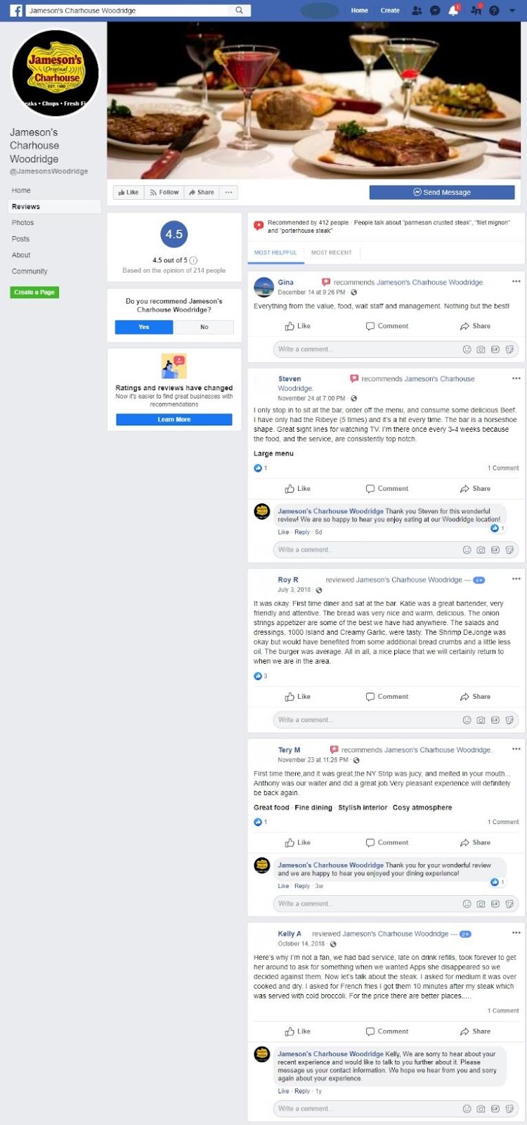 Página de Facebook de Charhouse de Jameson