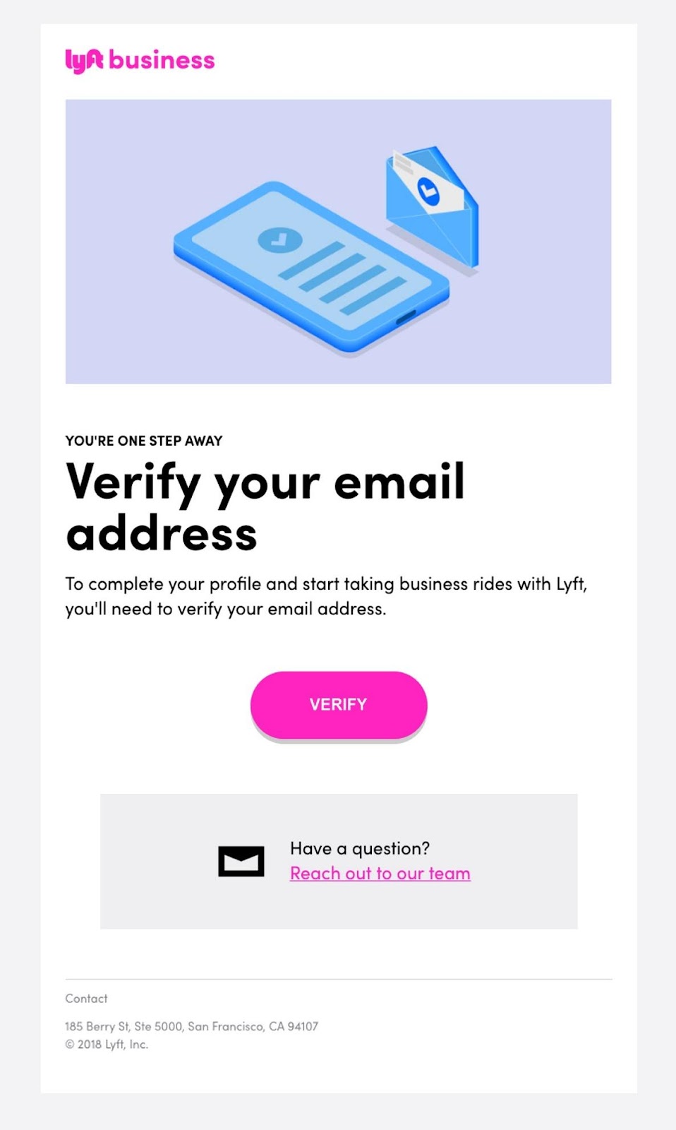 Exemplo de e-mail comercial Lyft