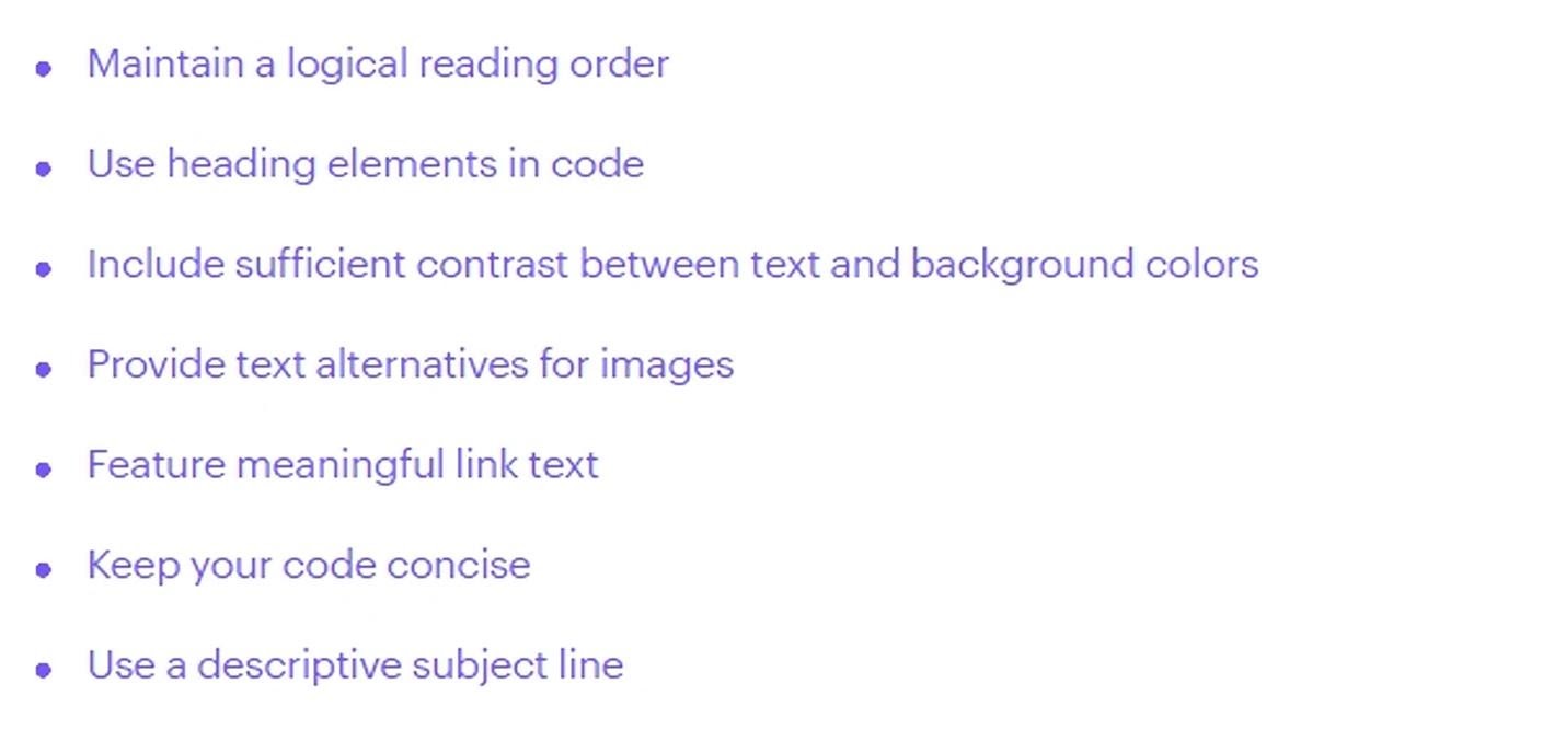 Requisitos de acessibilidade do Campaign Monitor